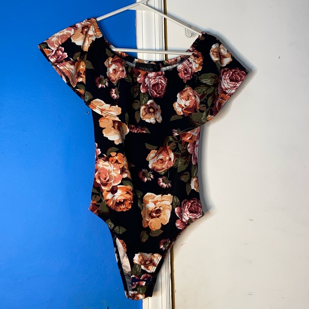 Black floral bodysuit
